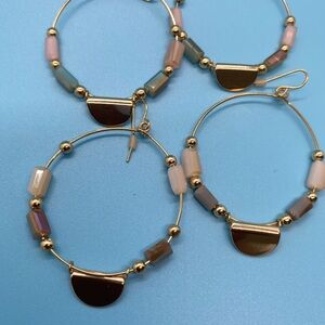 Elegant Gold and Multicolor Beaded Hoop Earrings